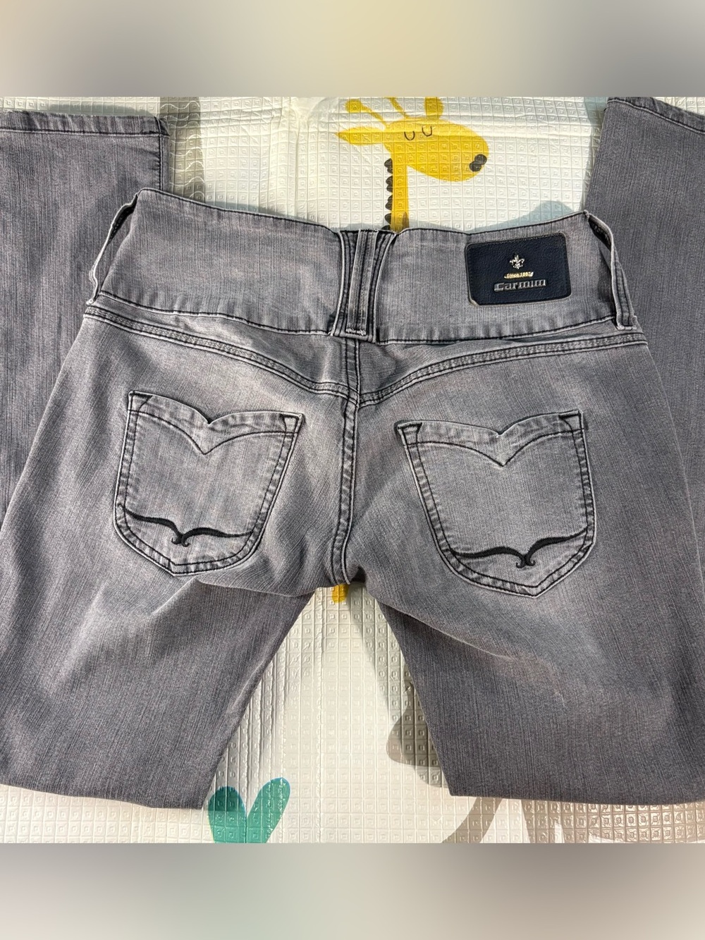 Carmim vintage , Gray Denim Jeans with Back Pockets Embroidery